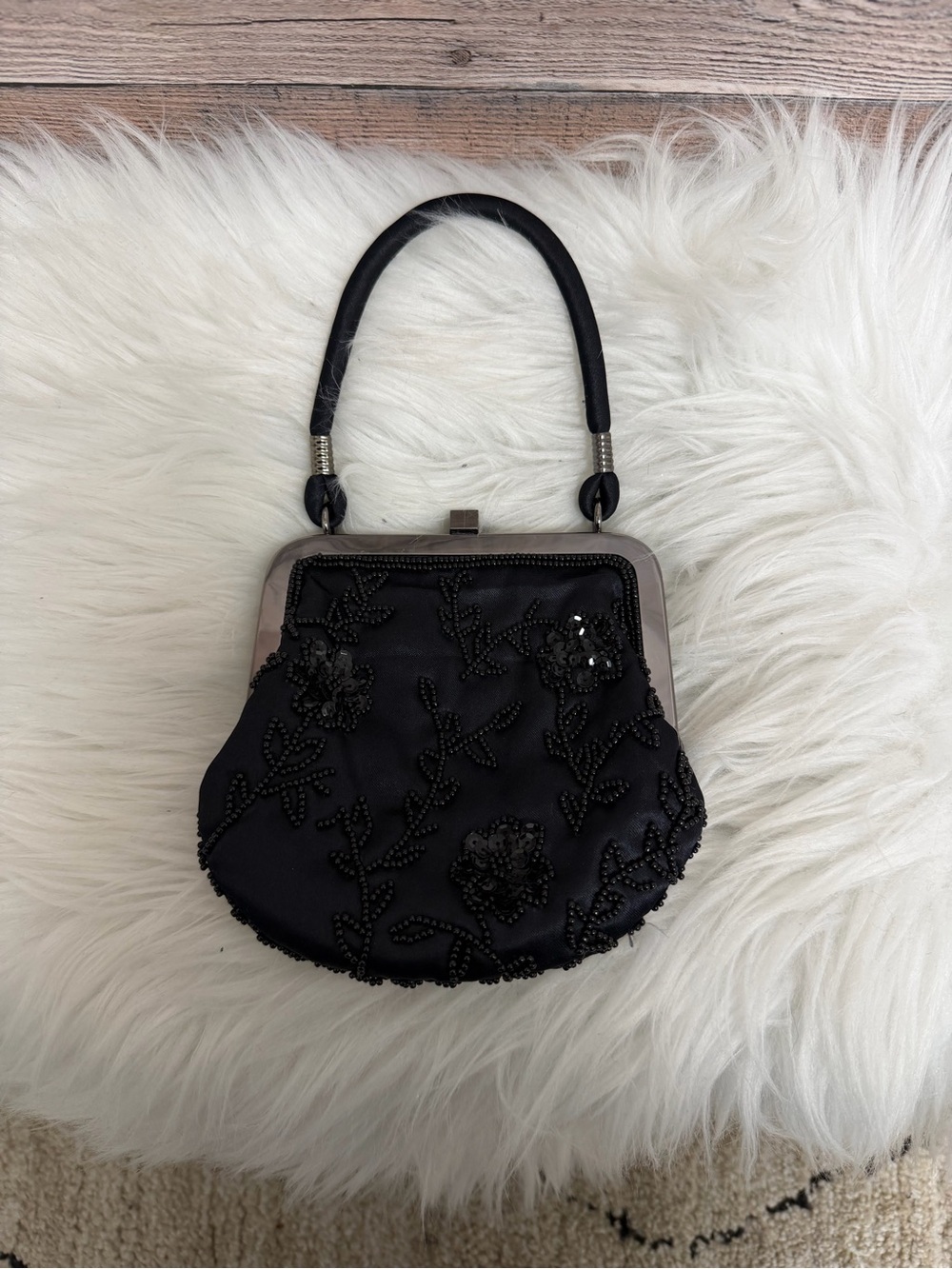 Express Small Black Beaded Bag OS